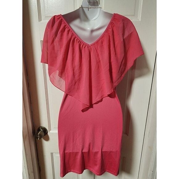 Summer Style Off Shoulder Casual Dresses Ruffle Pink Dress - Picture 9 of 10